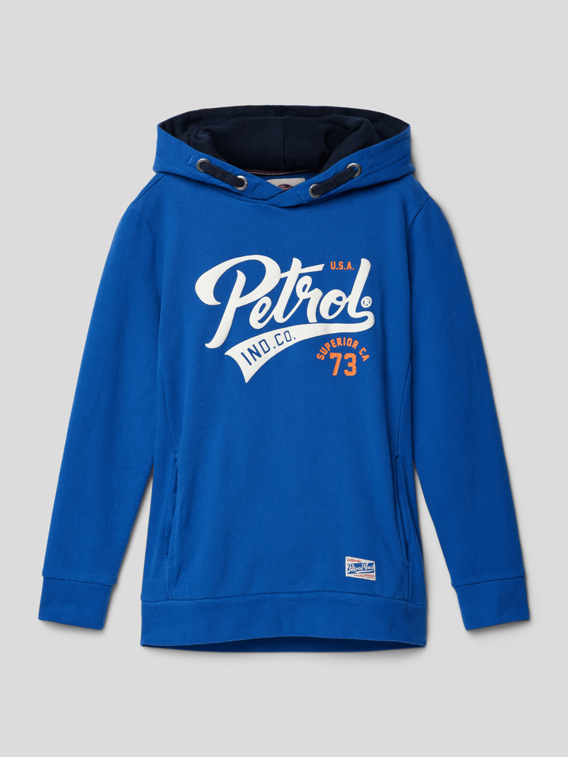 Hoodie mit Logo-Print in royalblau