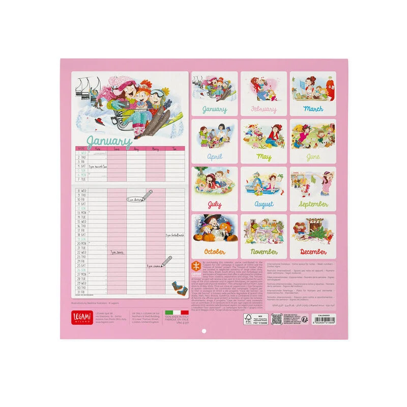 Calendario de pared 2025 - 30 x 29 cm