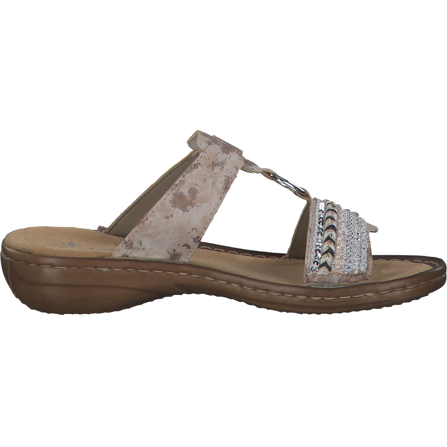 Rieker 608M6, Plateau-Pantoletten, Damen, beige