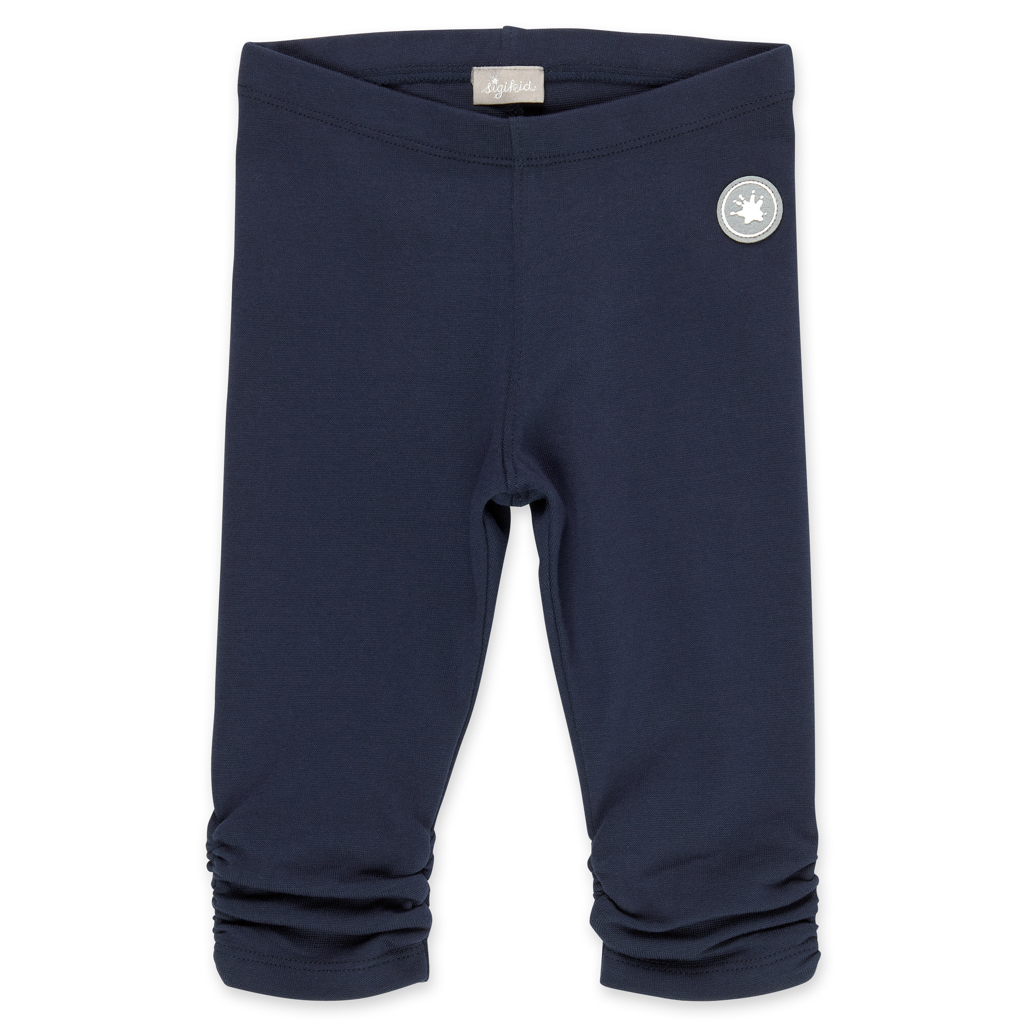 Dunkelblaue Kinder Capri Leggings, gerafft