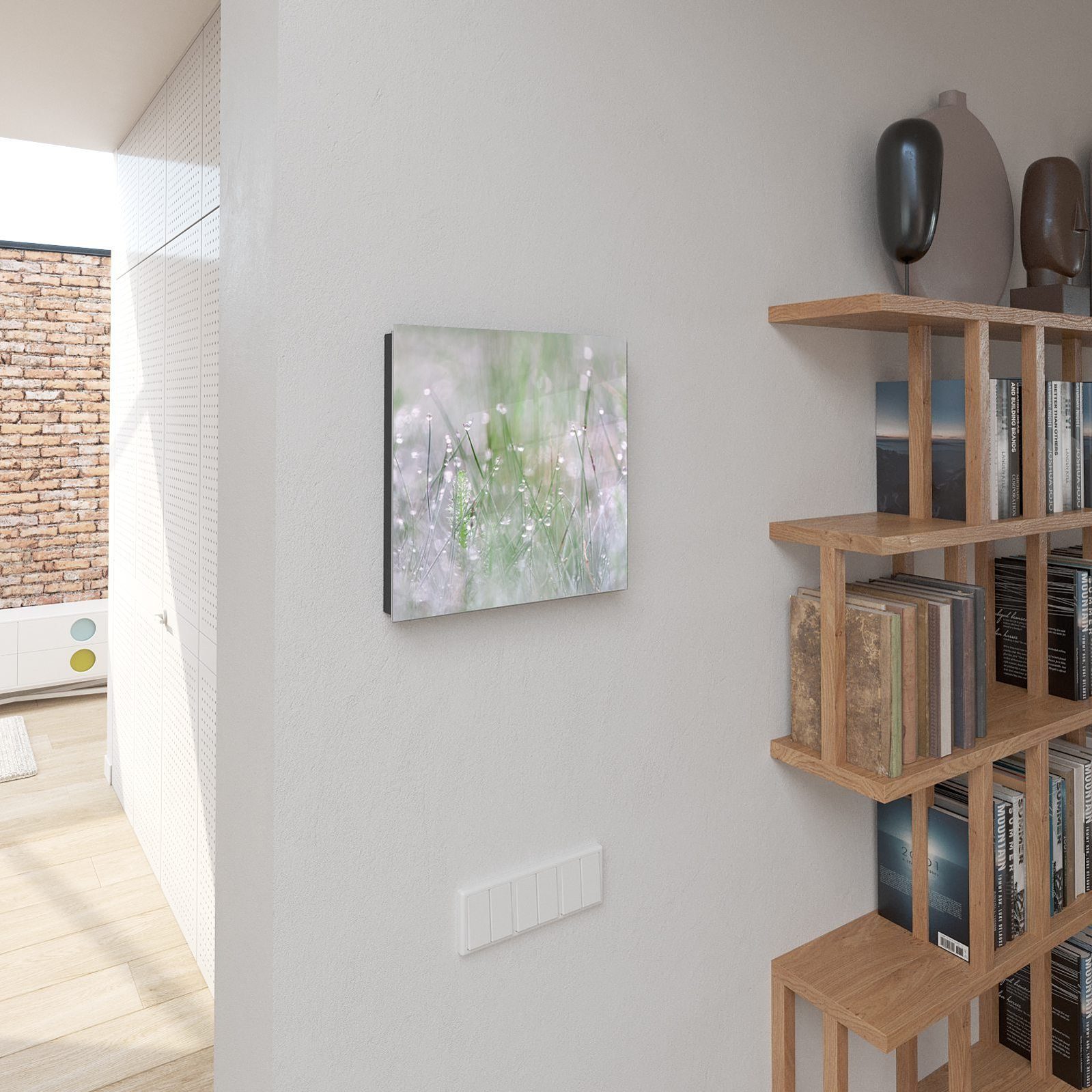 Primedeco Schlüsselkasten Magnetpinnwand und Memoboard mit Glasfront Motiv Blütenmuster (1 St)