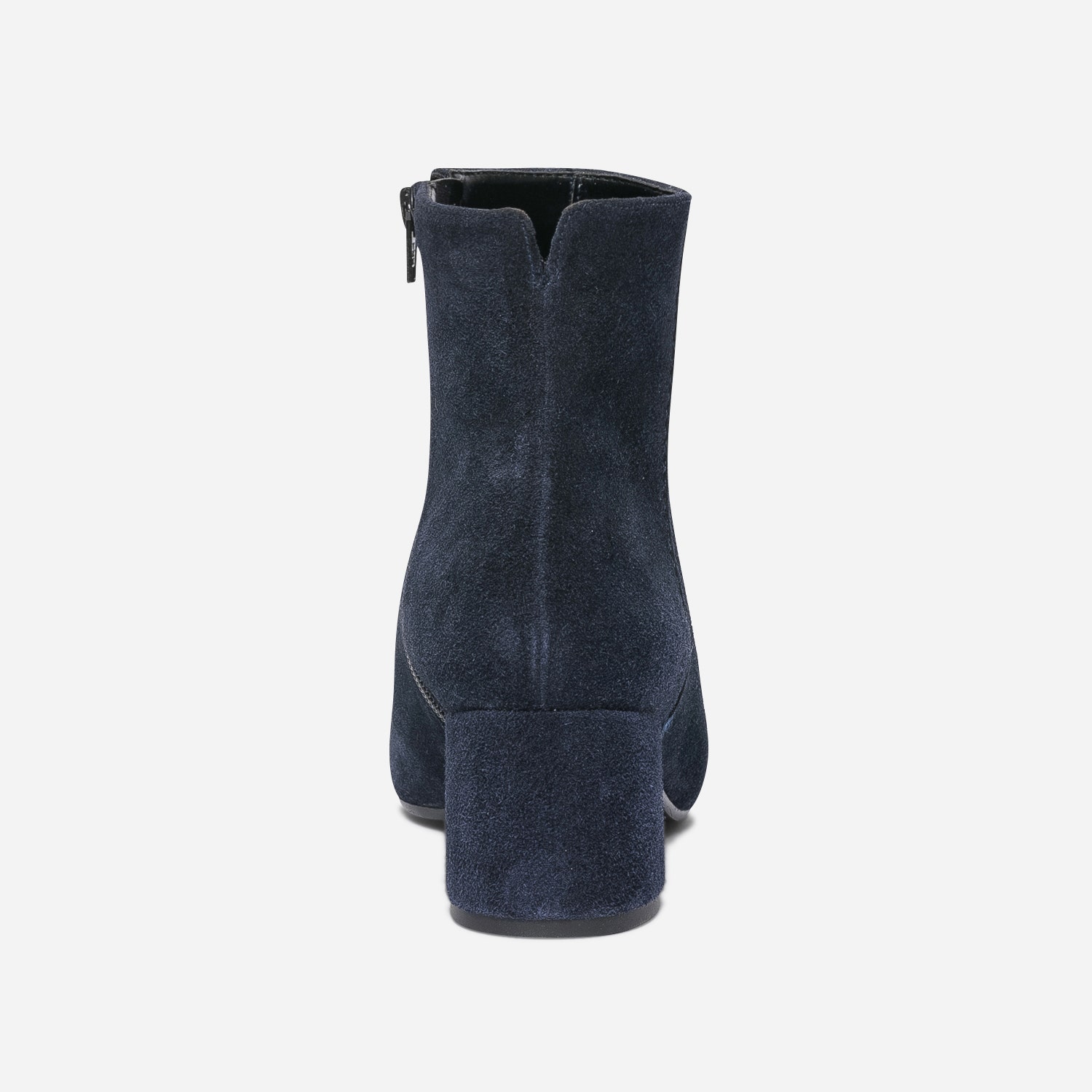 Boots marine en cuir avec couture côté