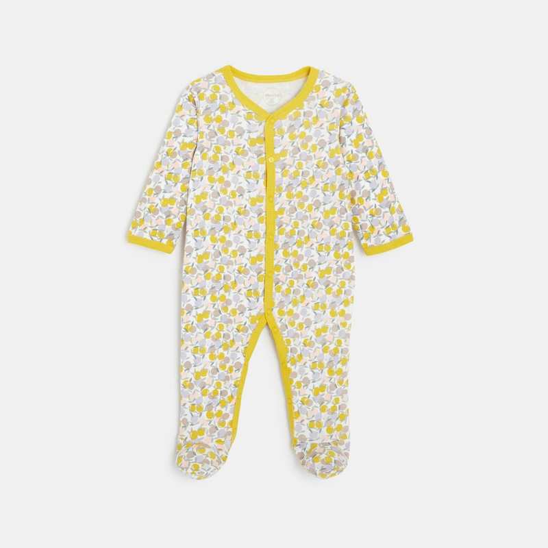 Pyjama bébé fille en coton côtelé jaune Absorba