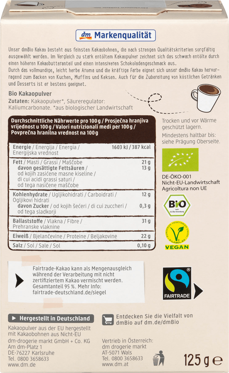 Kakao, schwach entölt, 125 g