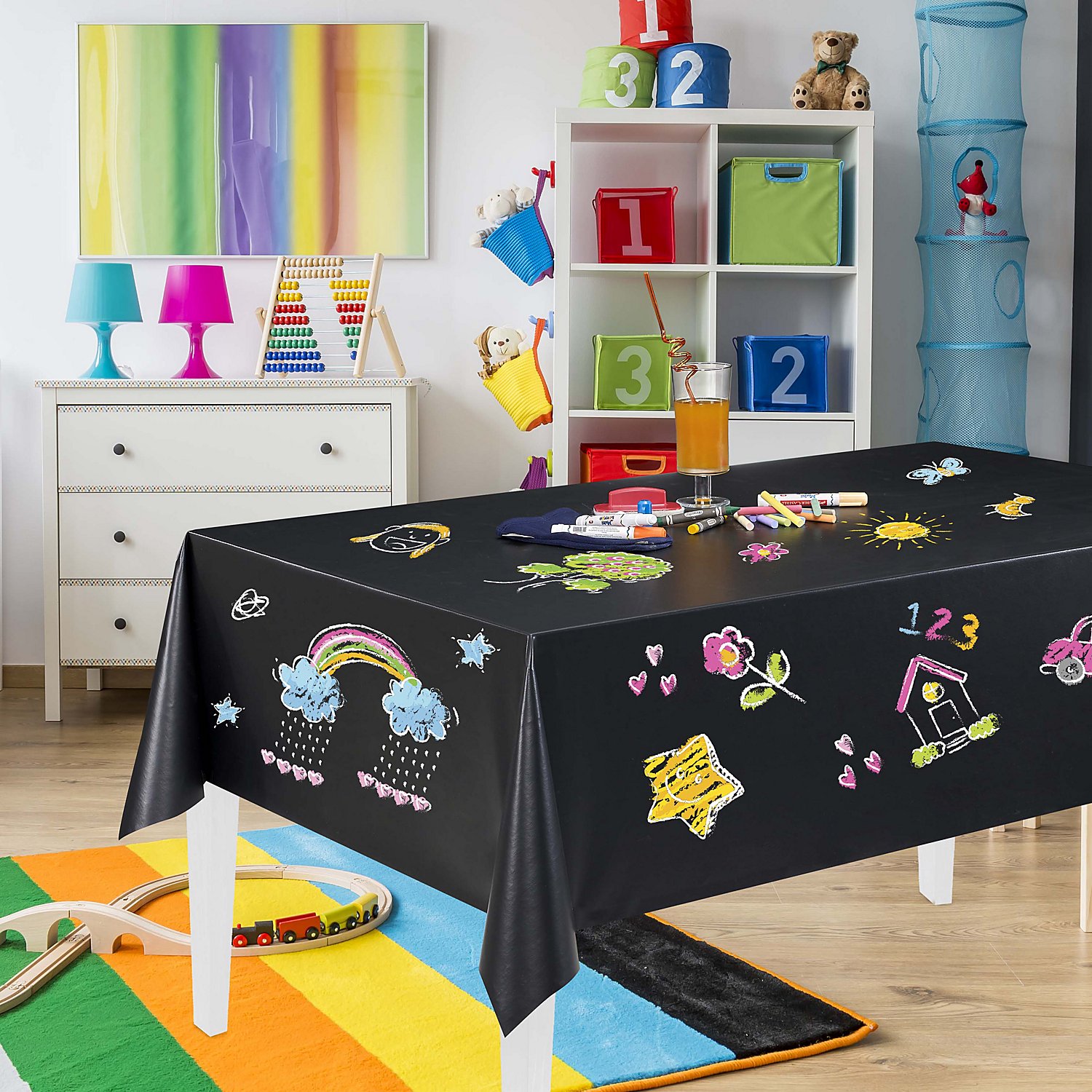 Abwaschbare Tischwäsche/Tafel-Wachstuch, schwarz