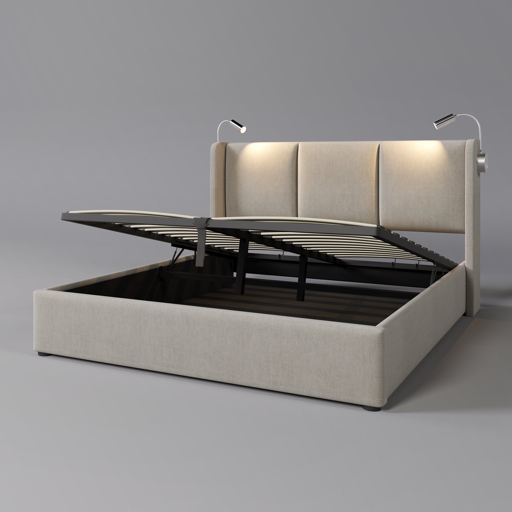 Sweiko Polsterbett (Doppelbett), Stauraumbetten mit USB Ladefunktion, 140*200cm
