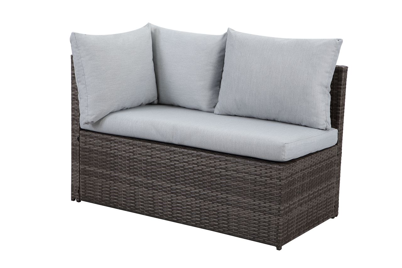 MeXo Lounge Set Polyrattan Gartenmöbel 7-teile für 6-9 Personen Garten & Balkon (grau & hellgrau)