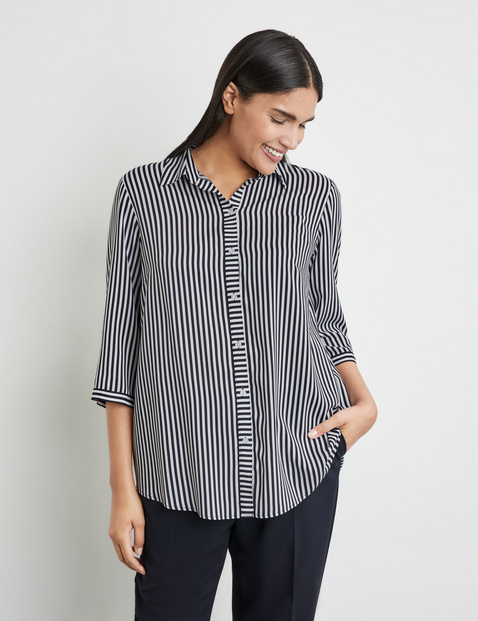 3/4 Arm Bluse mit Streifen-Dessin