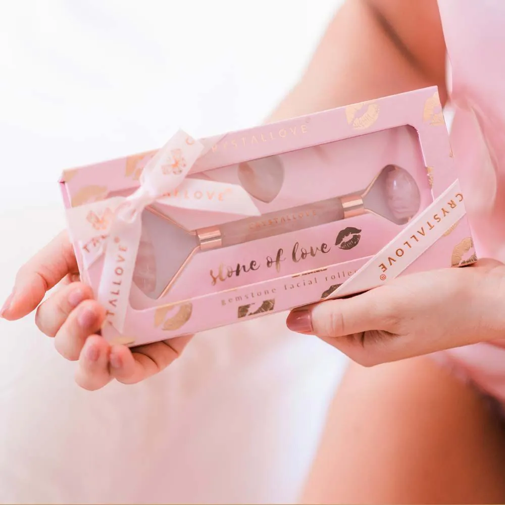Σετ μασάζ προσώπου Crystallove Selflove με ροζ χαλαζία