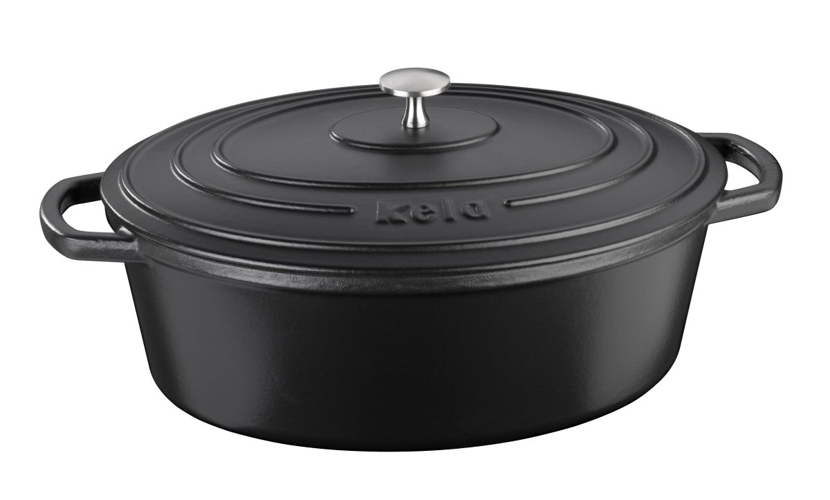 kela Gusseisen Bräter Calido oval Schwarz 6 L