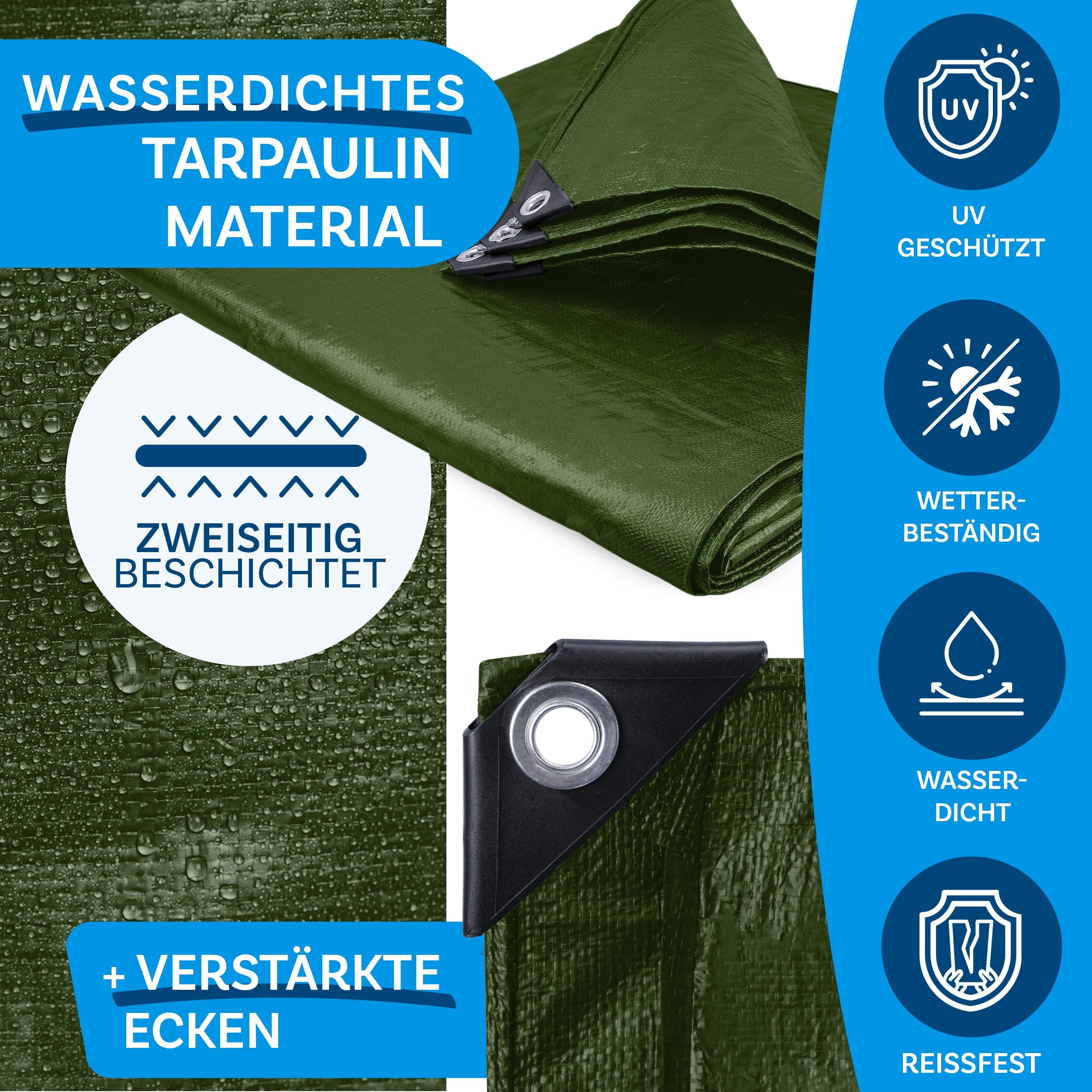 Kubus Schutzplane Abdeckplane 140 g/m², Schutzhülle, Wetterfest, verschiedene Größen, Reißfest & Wasserdicht