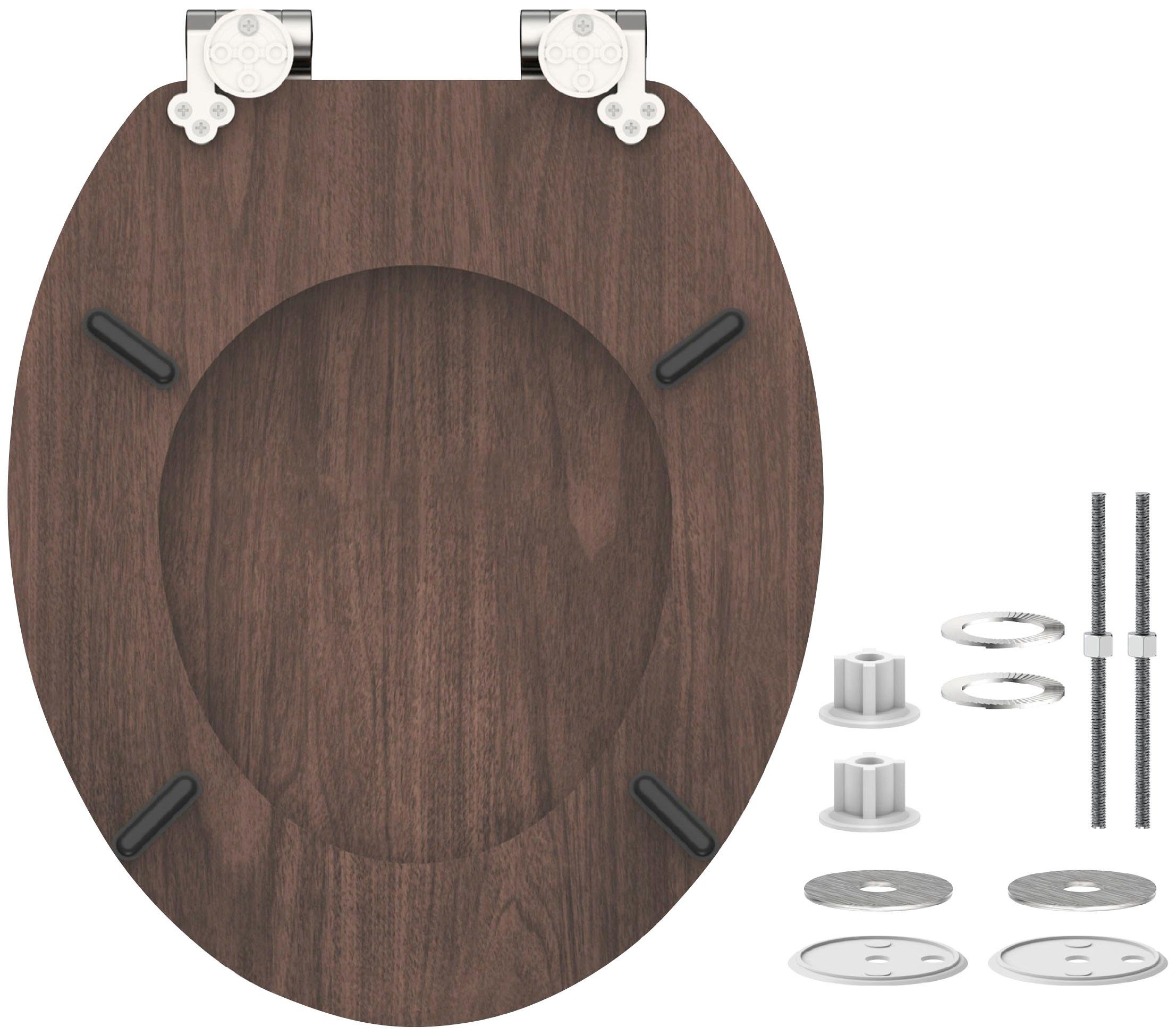 Schütte WC-Sitz DARK WOOD, mit Absenkautomatik und MDF-Holzkern