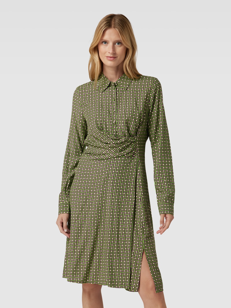Midikleid aus Viskose mit Allover-Muster in grasgrün