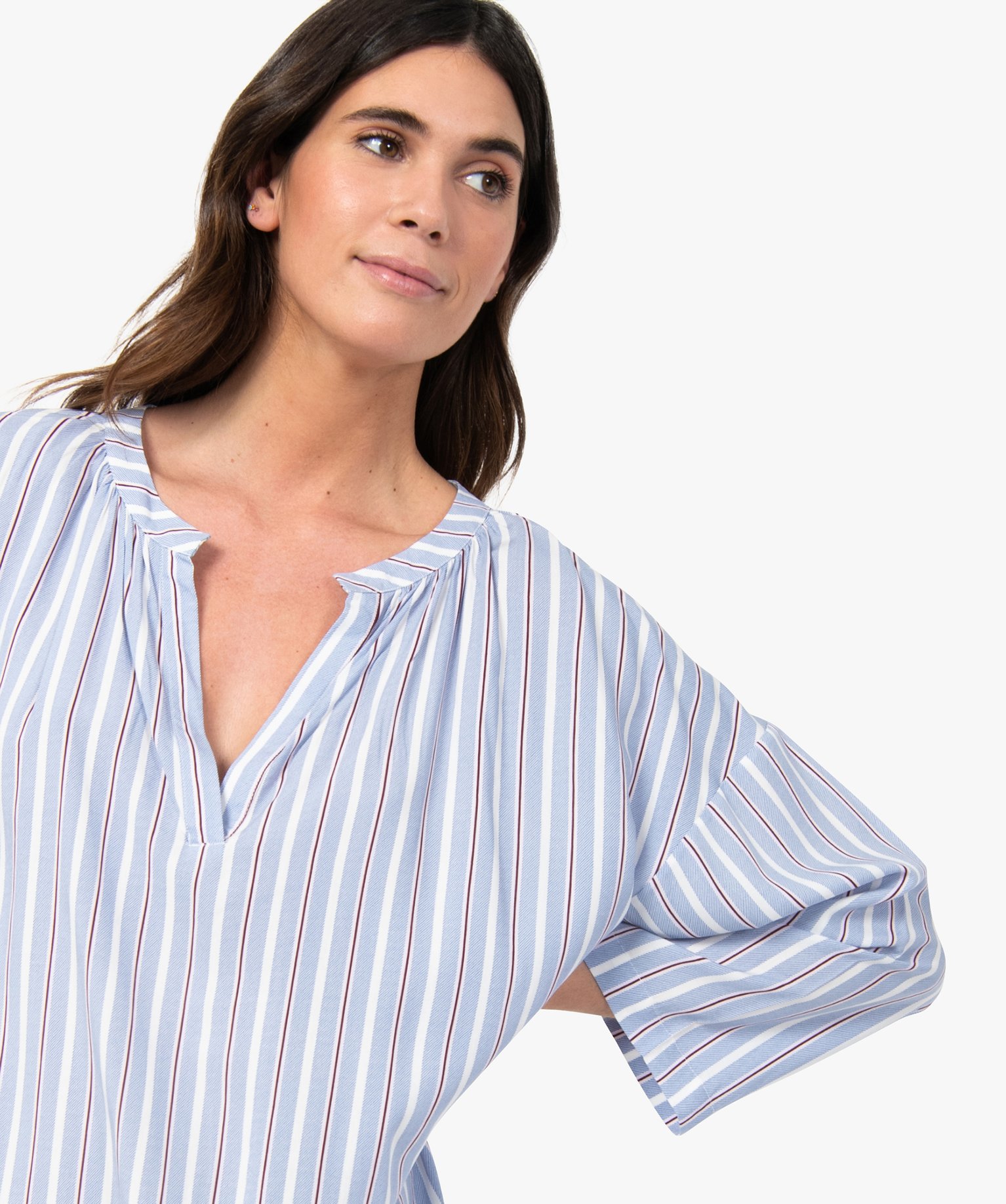 Chemise de nuit femme à manches 3/4 raye | GEMO