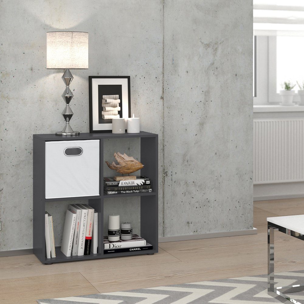 Vicco Raumteiler Standregal Bücherregal TETRA 4 Fächer Grau