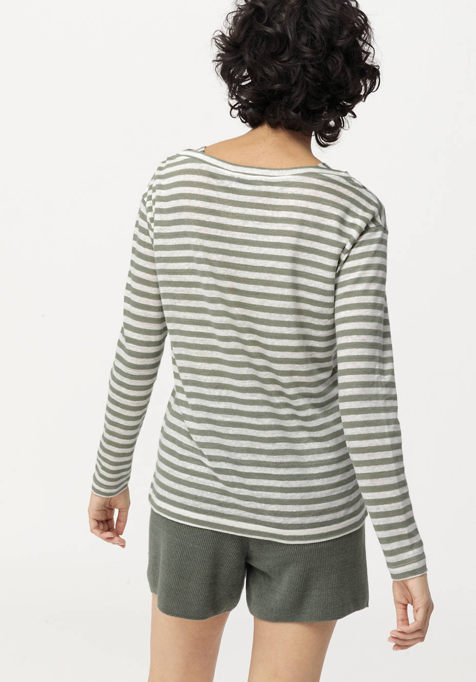 Ringel-Langarmshirt aus reinem Leinen
