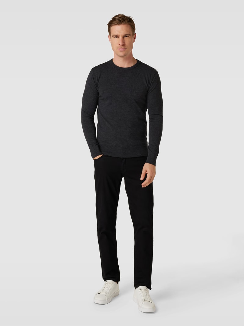 Strickpullover mit Label-Stitching in anthrazit