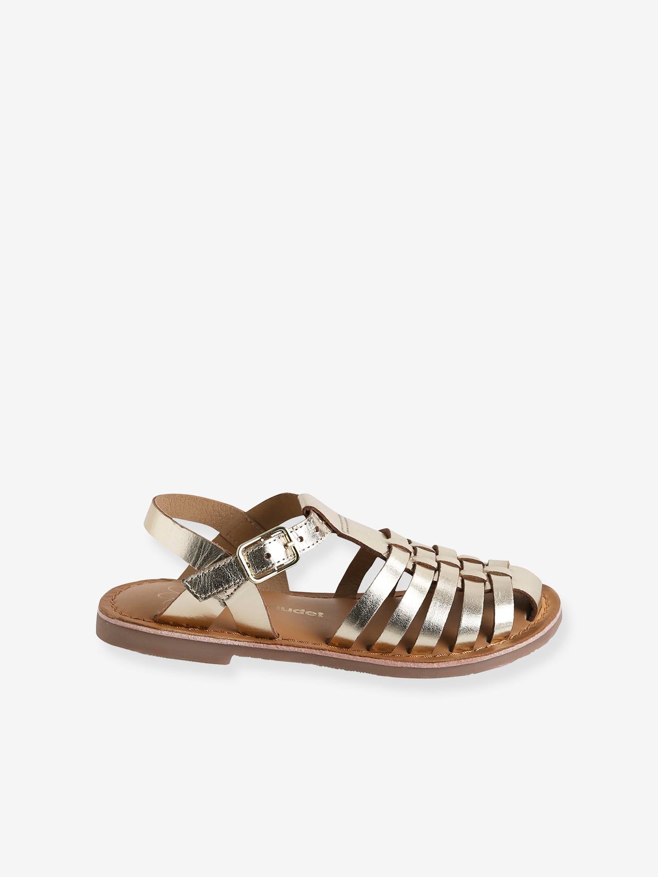 Sandales cuir fille or