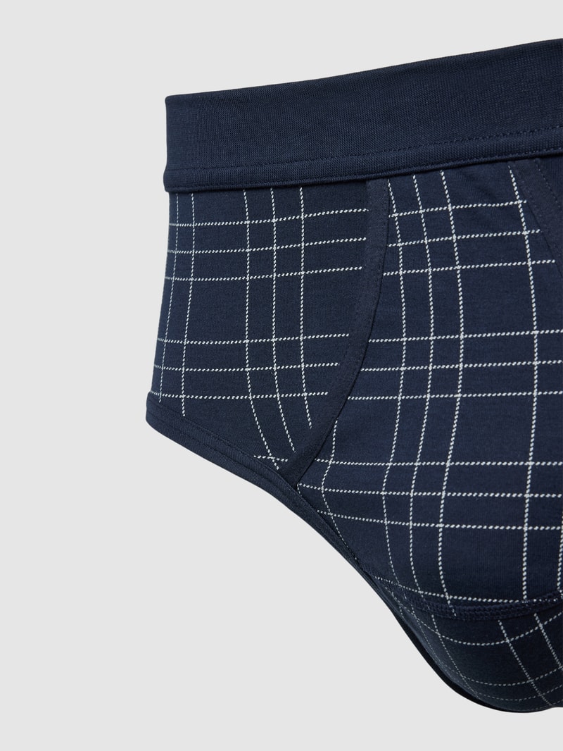 Slip mit grafischem Muster Modell 'FINE INTERLOCK' in dunkelblau