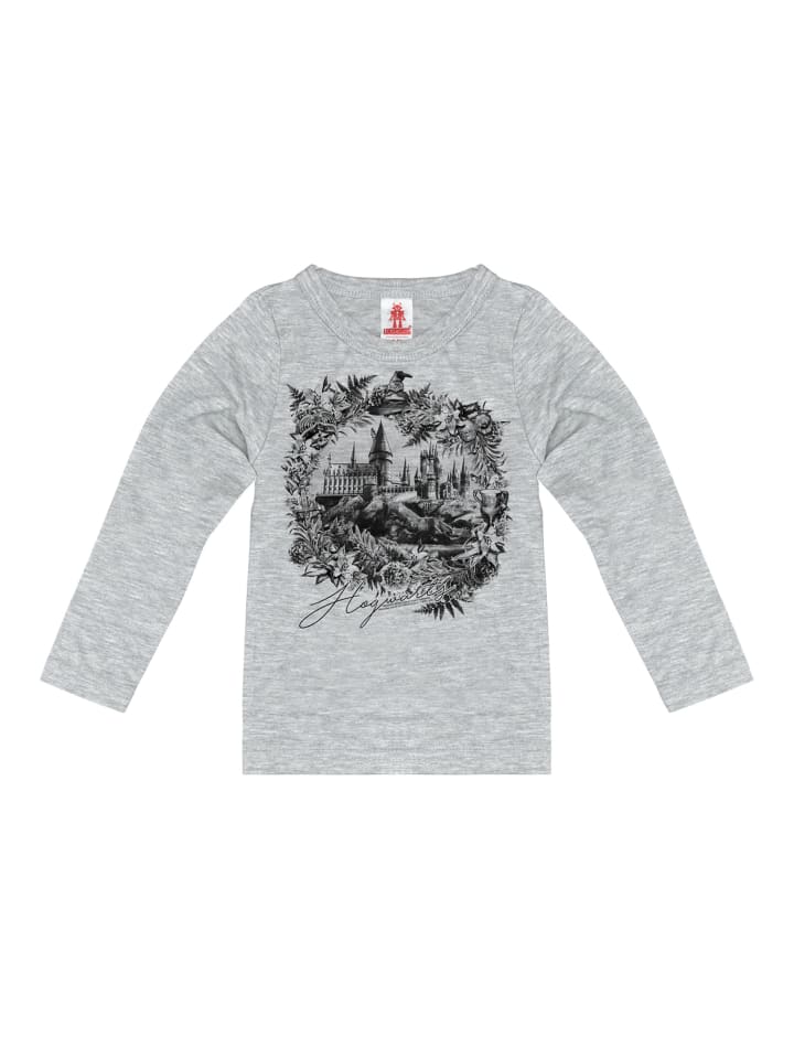 Logoshirt Langarmshirt Harry Potter - Hogwarts Schloss in grau-meliert günstig kaufen