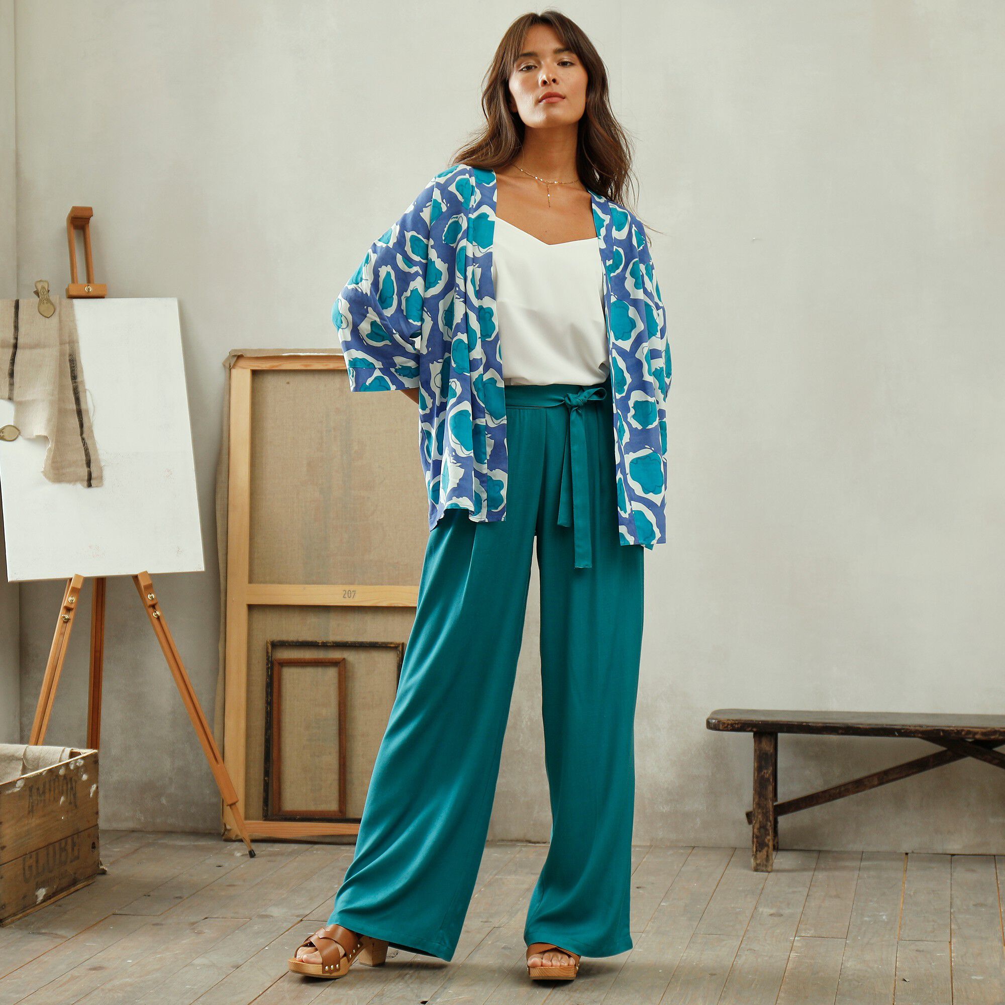 Pantalon fluide uni, collection 