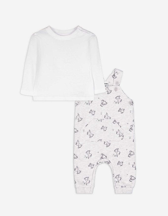 Set aus Langarmshirt und Latzhose - Allover-Print