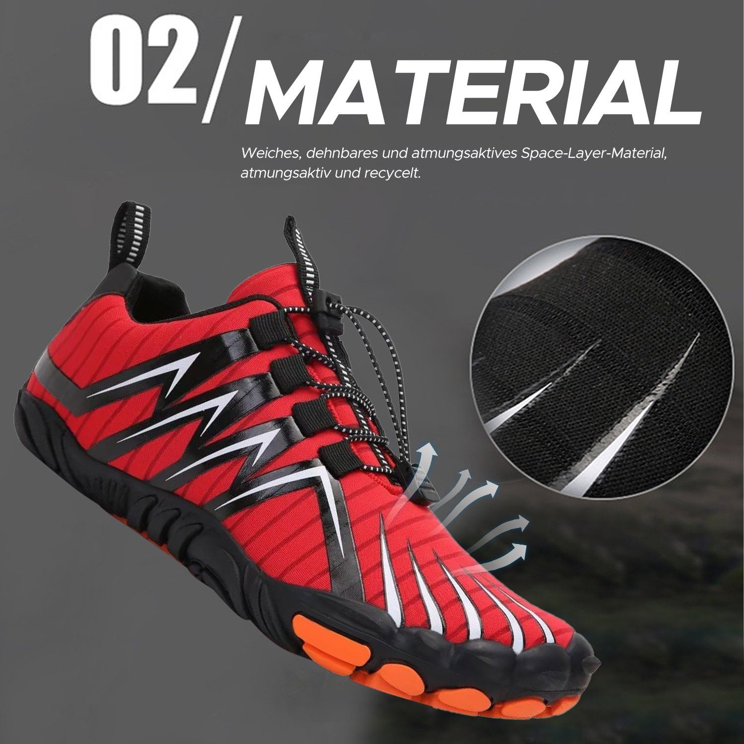 Daisred Unisex Traillaufschuhe Zehenschuhe Schnell Trocknend Barfußschuh