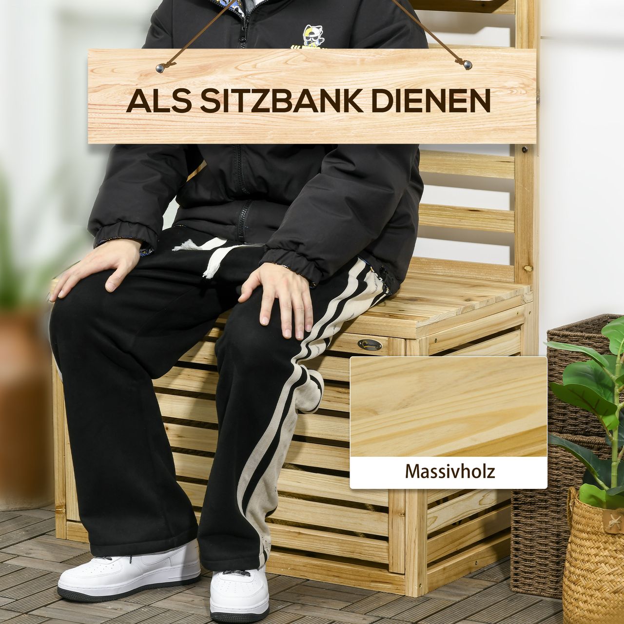 Outsunny Aufbewahrungsbox, Gartentruhe mit Rankhilfe
