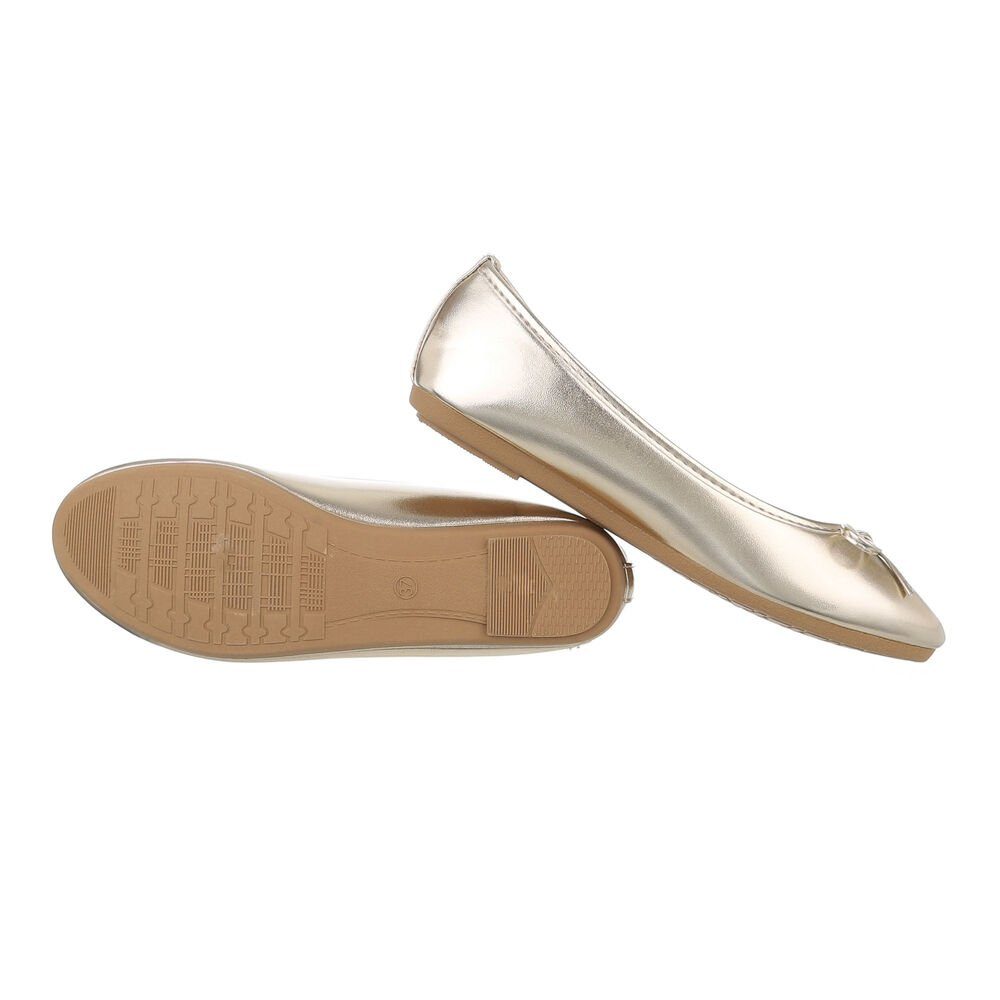 Ital-Design Damen Schlupfschuhe Freizeit Ballerina Blockabsatz Klassische Ballerinas in Gold