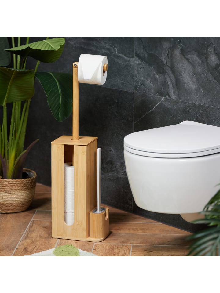 relaxdays WC Garnitur in Natur/ Weiß- (B)26 x (H)72,5 x (T)15 cm günstig kaufen onesize