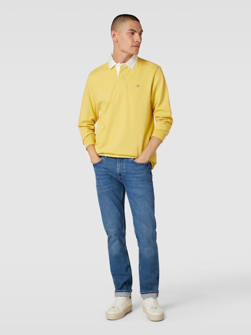 Sweatshirt mit Kentkragen Modell 'SHIELD' in gelb