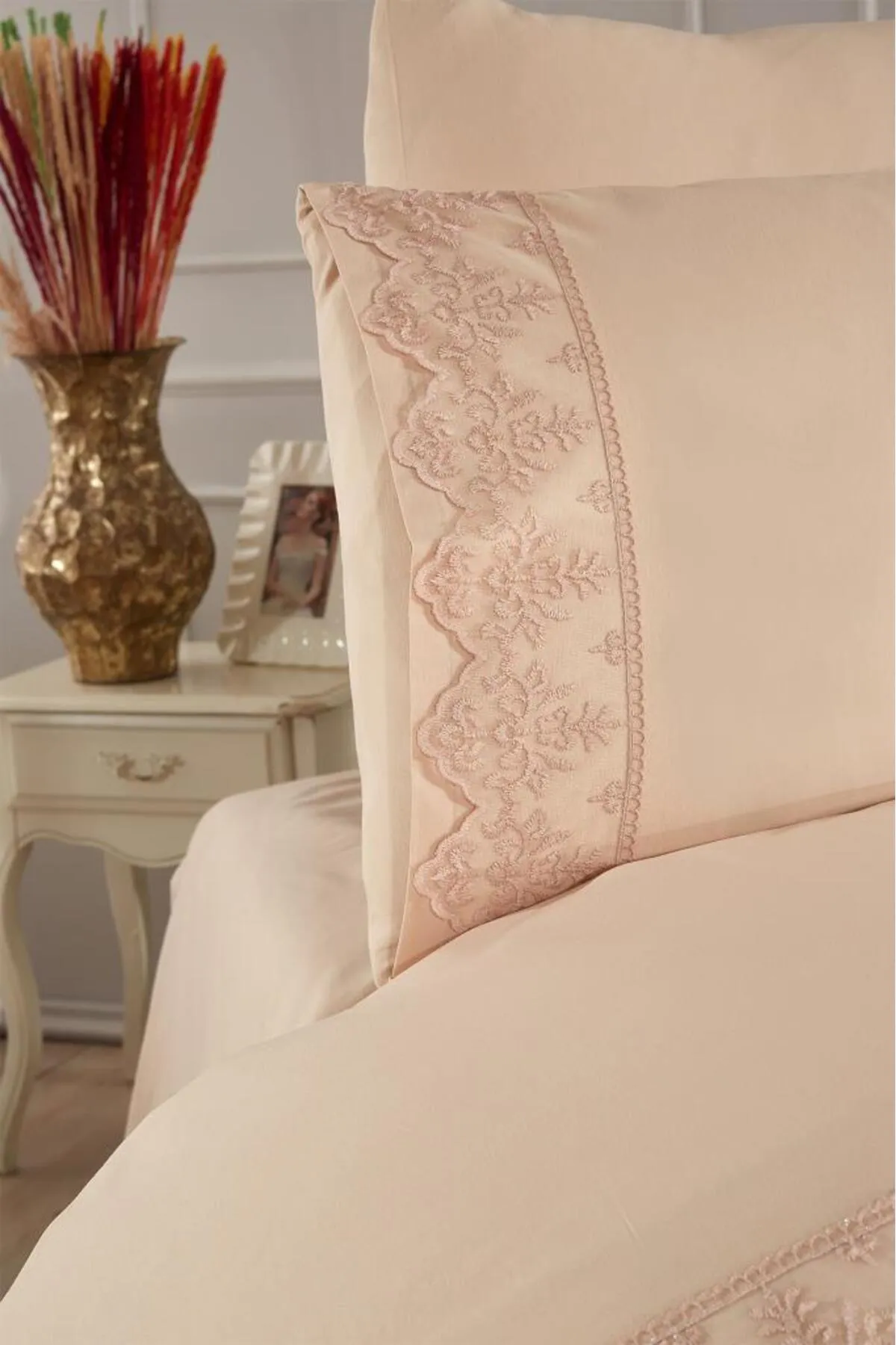 Çeyiz Diyarı  Bettwäsche Doppelbett - Braun - Gestreift