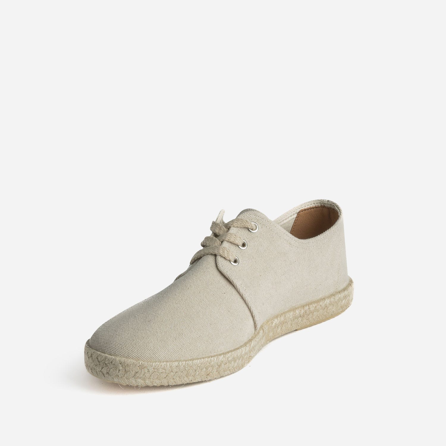 Espadrille beige en toile à lacet