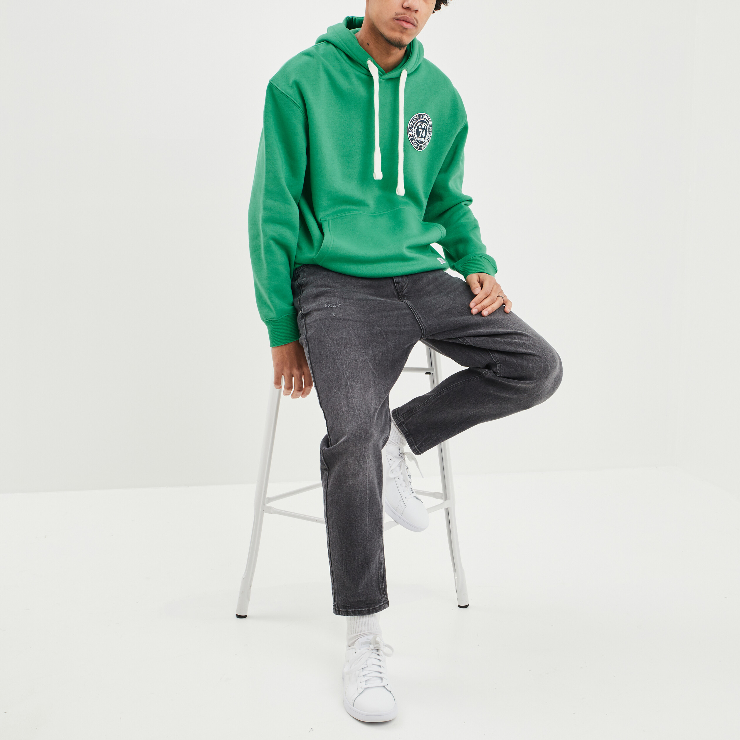 Sweat oversize à capuche hoodie Creeks vert homme | La Halle