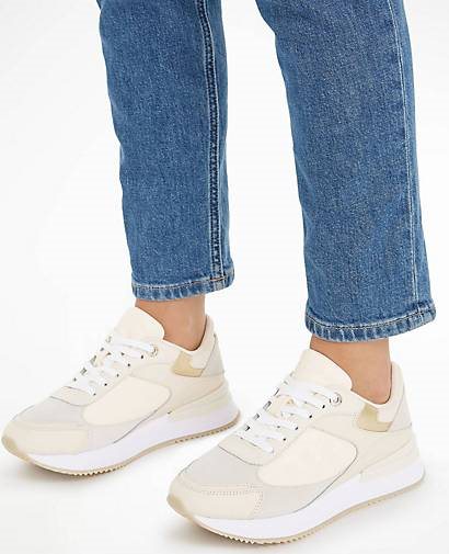 TOMMY HILFIGER Damen Sneaker ELEVATED EMBOSSED RUNNER GOLD