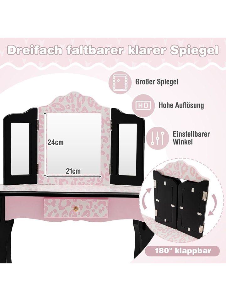 COSTWAY 2 in 1 Schminktisch in Rosa günstig kaufen 97 cm