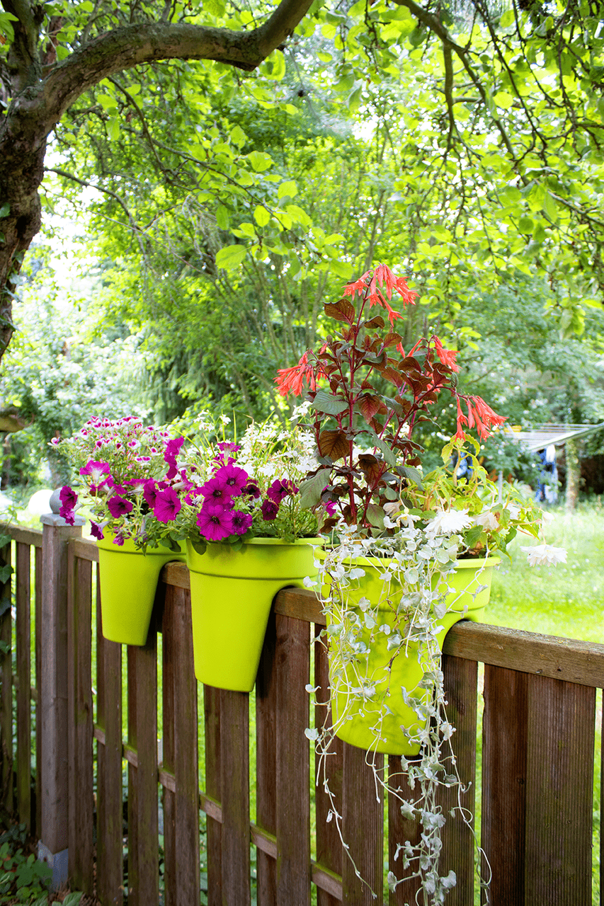 KHW KHW Geländerblumentopf Flowerclip, 3er Set, grün