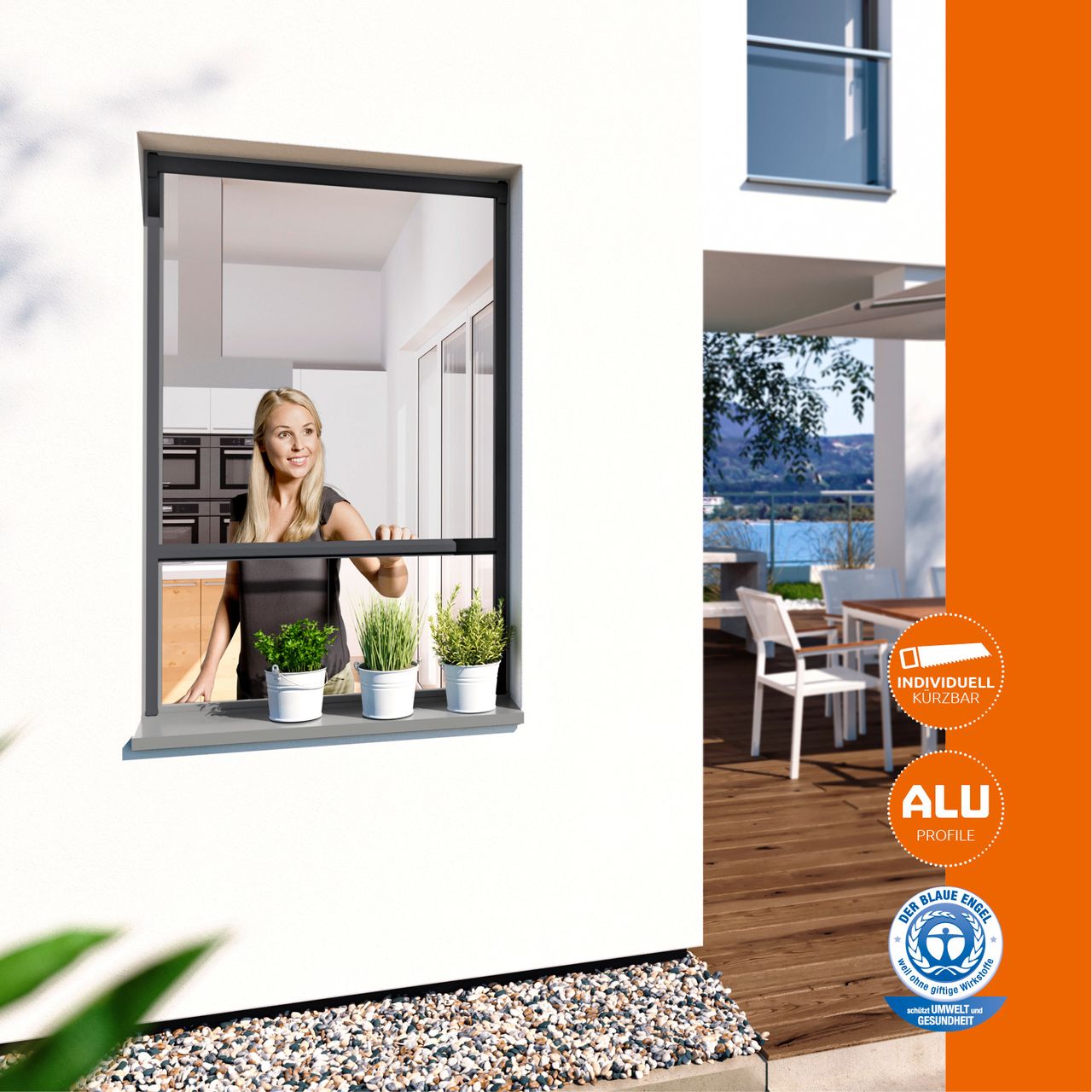 Powertec Insektenschutz Plus Rollo Fenster 160x160cm Anthrazit