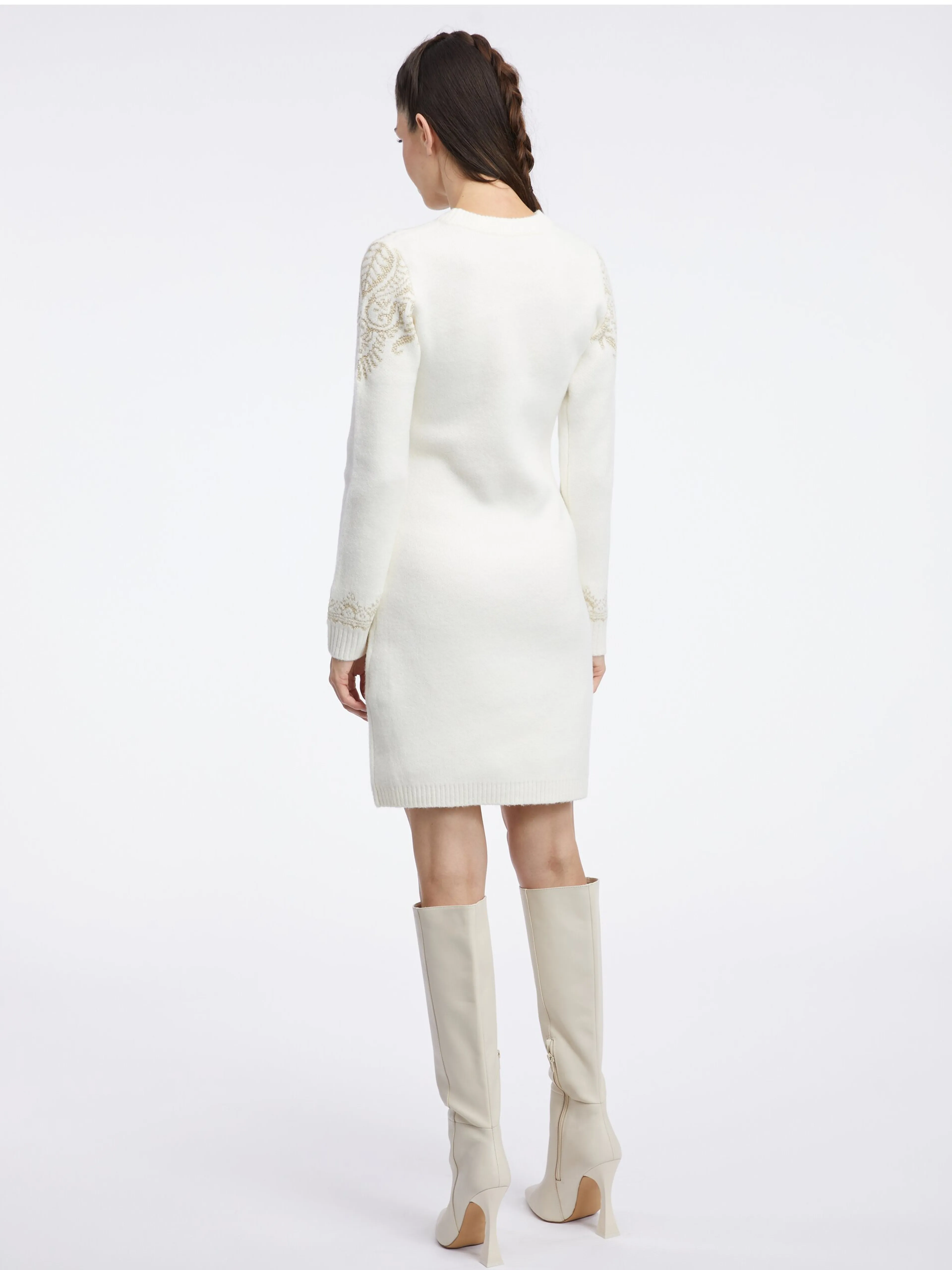 Cremefarbenes Damen-Pullover-Kleid ORSAY