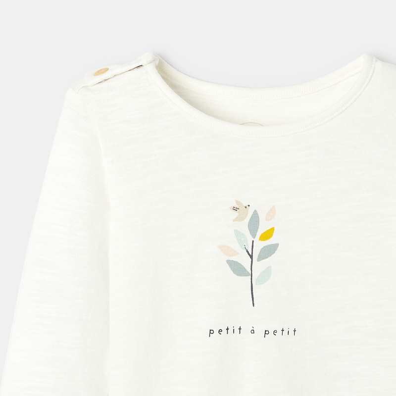 T-shirt manches longues motif blanc naissance Absorba