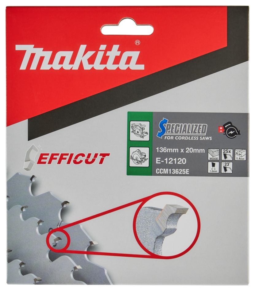 Makita Zubehör E-12120 Holzsägeblatt 136x20x1,5 25T