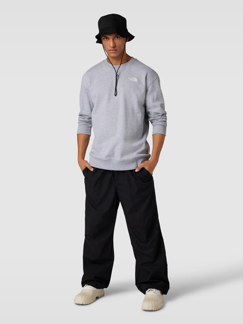Sweatshirt mit Label-Stitching Modell 'ESSENTIAL' in hellgrau meliert