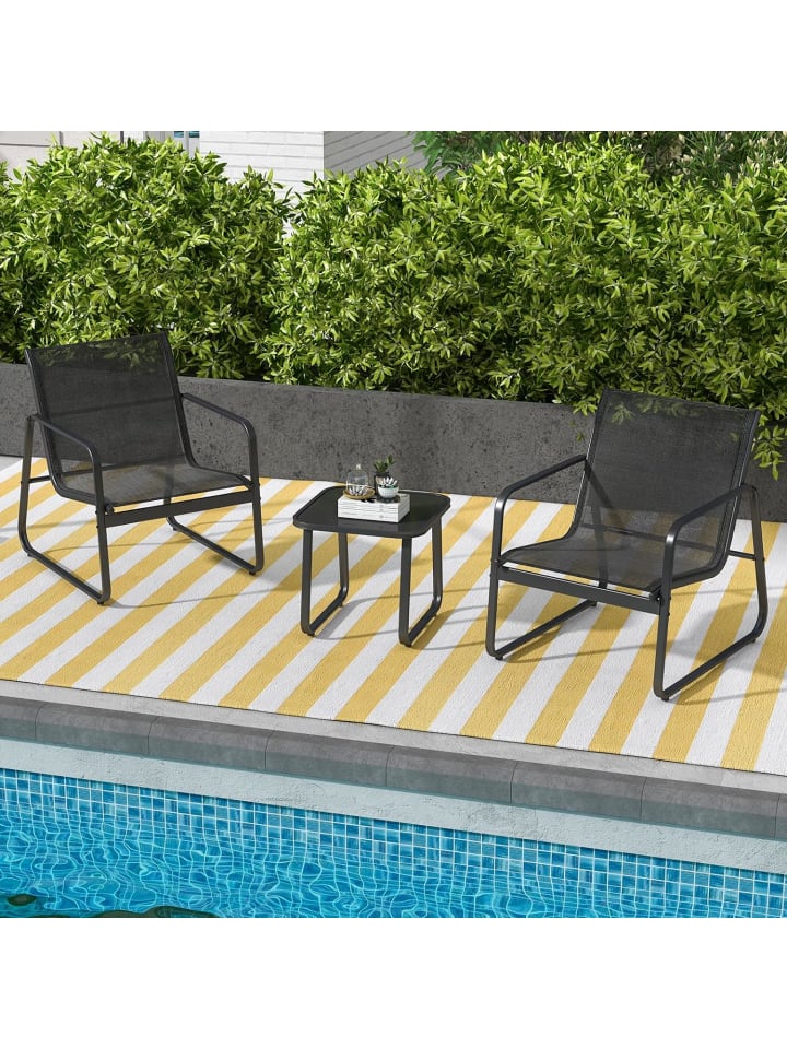 COSTWAY 3-tlg. Gartenmöbel Set in Schwarz günstig kaufen onesize