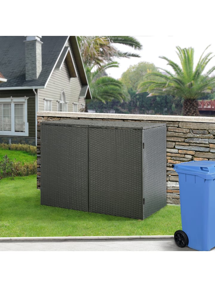 en.casa Mülltonnen Verkleidung Widnau für 2 Tonnen in Grau (H)111cm (B)148cm (T)80cm günstig kaufen onesize
