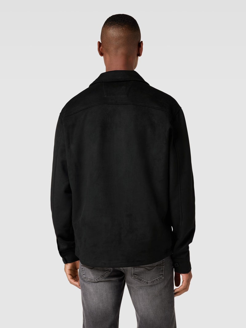 Relaxed Fit Overshirt mit aufgesetzten Brusttaschen in schwarz