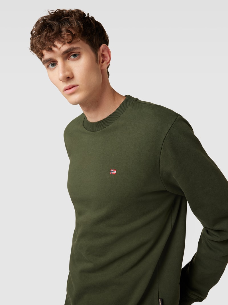 Sweatshirt mit Logo-Detail Modell 'balis' in dunkelgrün