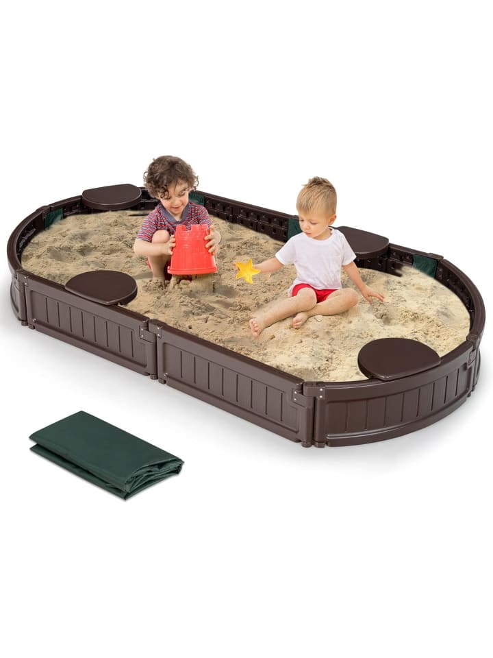 COSTWAY Sandkasten 183x105x21cm in Braun günstig kaufen onesize
