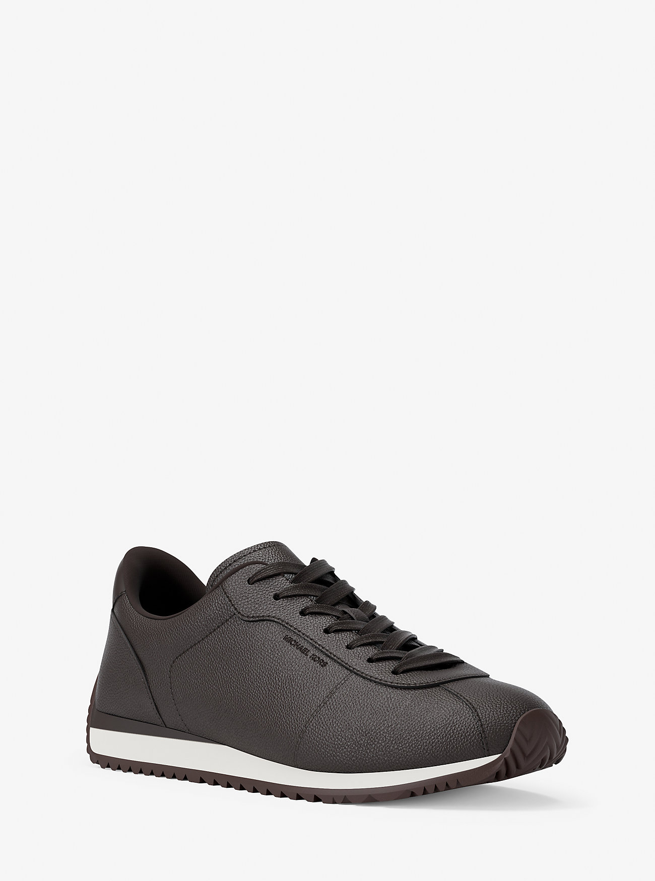 Rhodes Signature Logo and Leather Trainer - CHOCOLATE