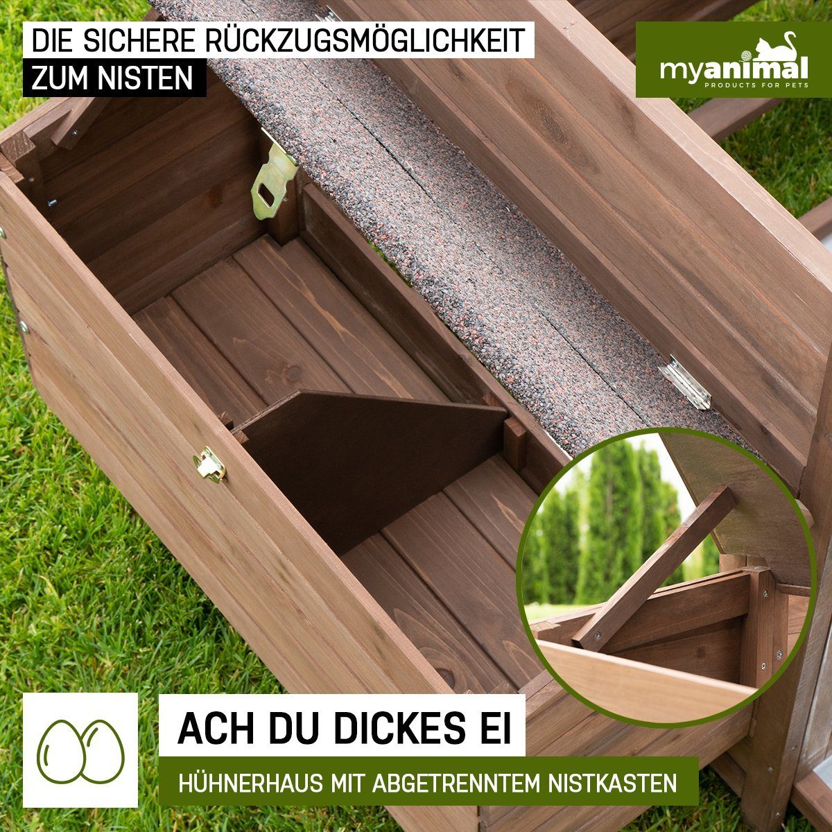 My Animal Hühnerstall Hühnerhaus MH-11 für 3-4 Hühner - Winterfest, Hühnerhaus Hühner Käfig Gehege Geflügelstall - Nistkasten