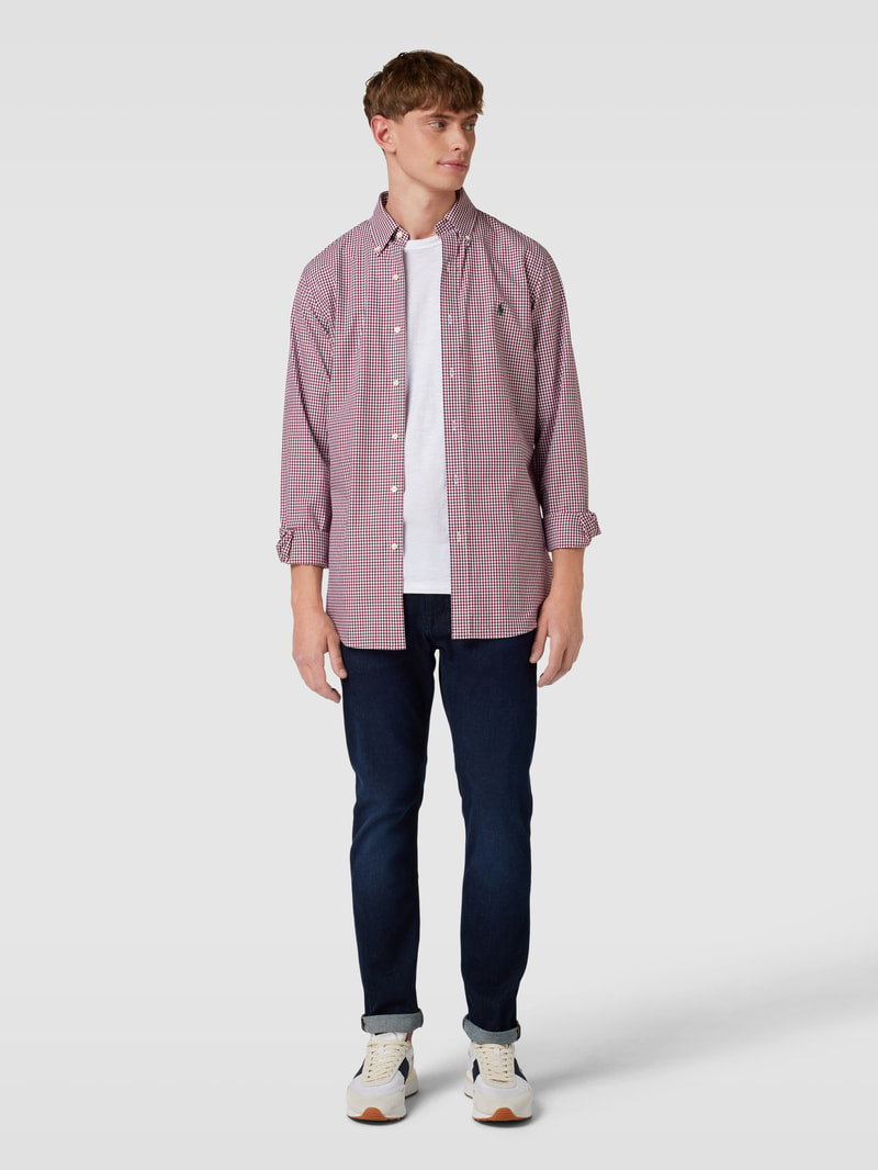 Slim Fit Freizeithemd mit Vichy-Karo in bordeaux rot